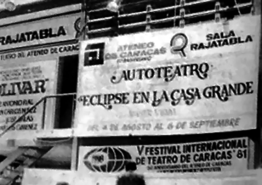 Autor sin identificar. Afiche correspondiente a la promoción de la obra de teatro Eclipse en la casa grande, protagonizada por Marco Antonio Ettedgui, en la Sala Rajatabla del Ateneo de Caracas, 1981. Imagen tomada de: https://www.el-teatro.com/funcion-social-artista-ettedgui-ii/