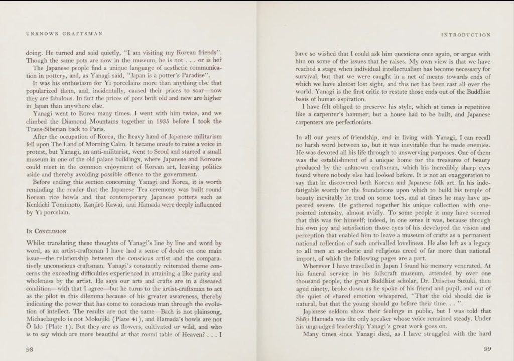 Sōetsu Yanagi, The Unknown Craftsman: A Japanese Insight Into Beauty (El artesano desconocido: una introspección japonesa hacia la belleza), adaptado al inglés por Bernard Leach. Kodansha International, Tokio, New York, 1989. Tomado de: https://archive.org/details/unknowncraftsman0000yana_z2b5/page/26/mode/2up