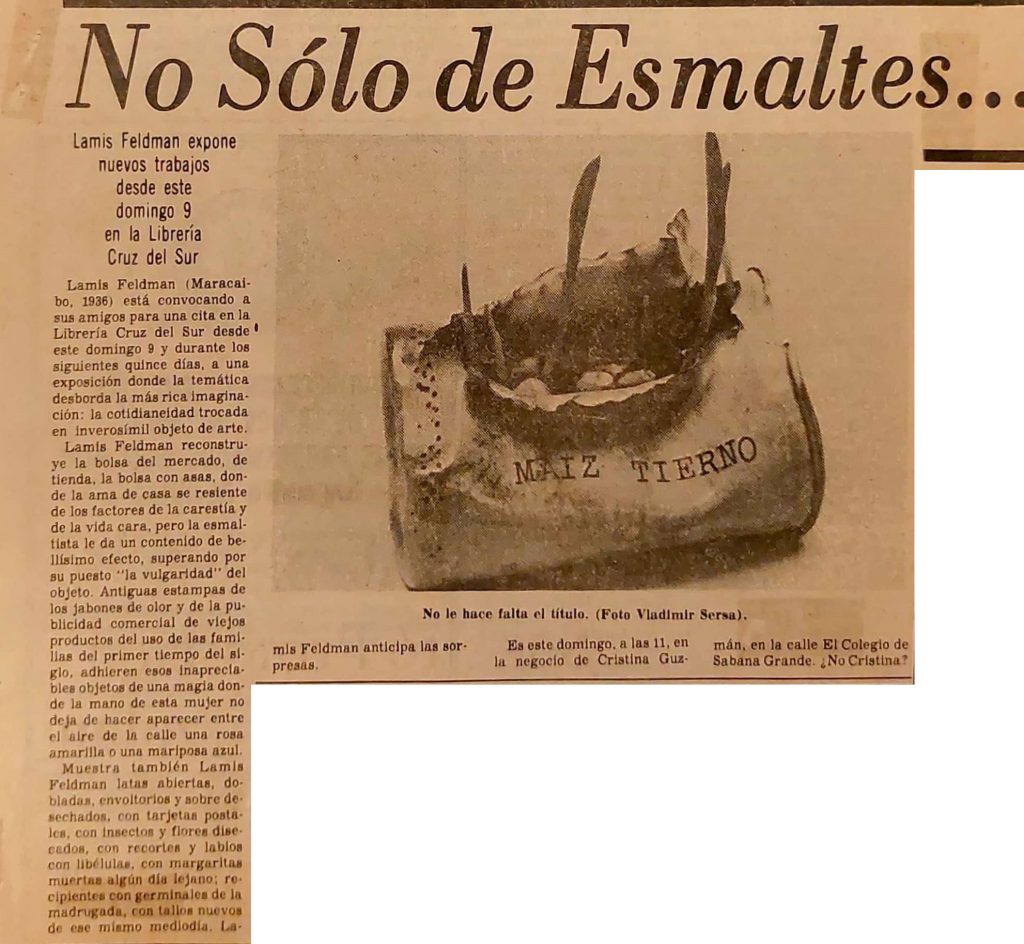 “No sólo de esmaltes...”. En: El Nacional . Caracas. 8 de julio 1978, C - 16.