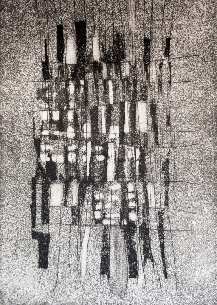 Maruja Rolando. Antífona, 1965. Aguafuerte y aguatinta sobre papel. 25 x 20,8 cm.