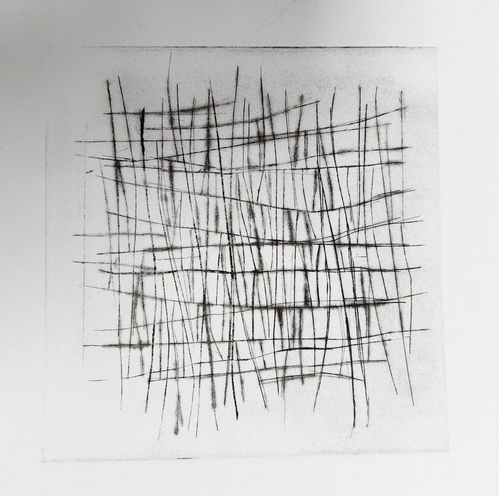Maruja Rolando. Sin título, sin fecha. Punta seca. 15,2 x 25,5 cm.  Colección TAGA, Caracas.