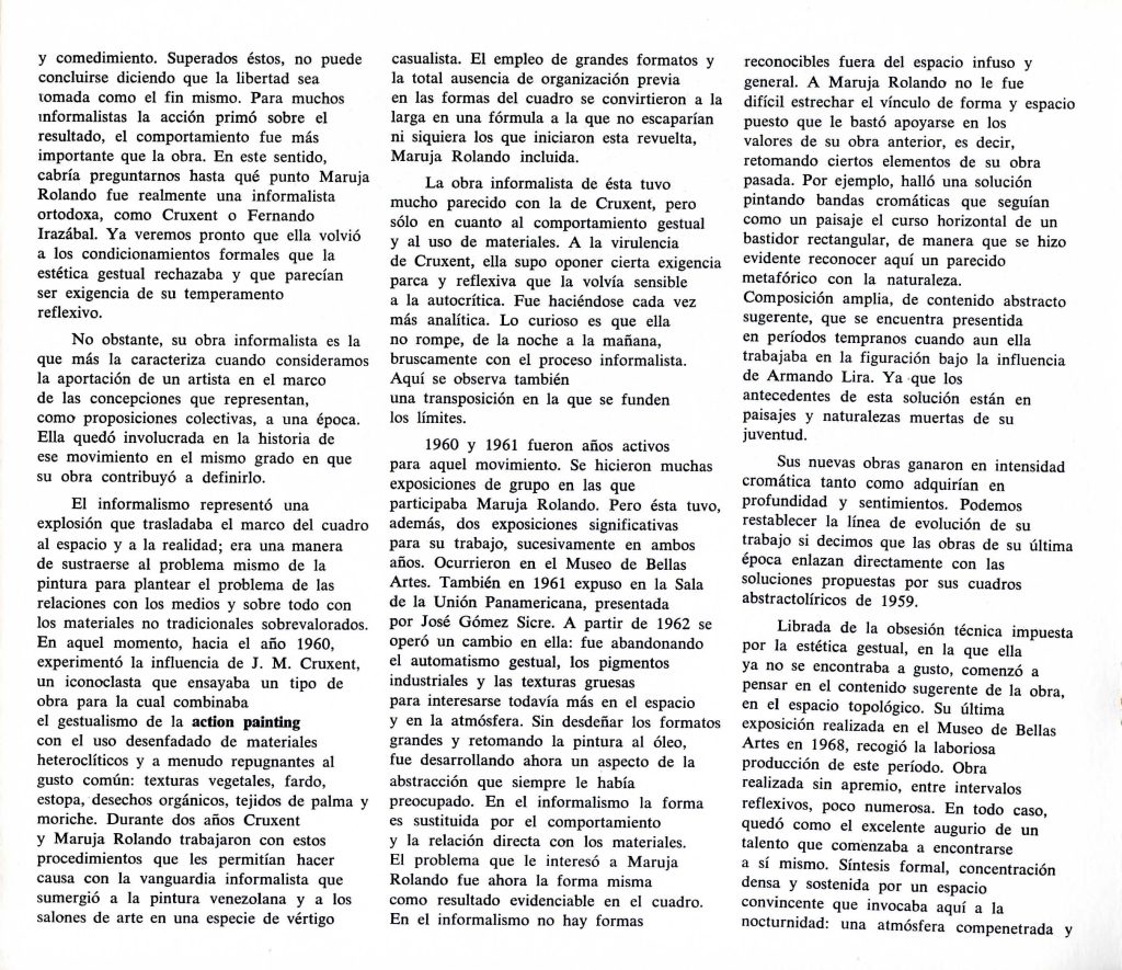 Maruja Rolando, 1923-1970. Obra gráfica. Caracas, TAGA [Taller de Artistas Gráficos Asociados], 1980, [p. 7].
