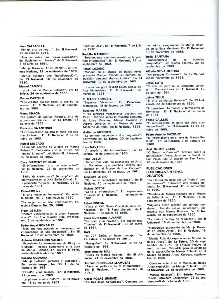 Exposición Homenaje a Maruja Rolando [catálogo], Museo de Arte La Rinconada, Caracas, 1984