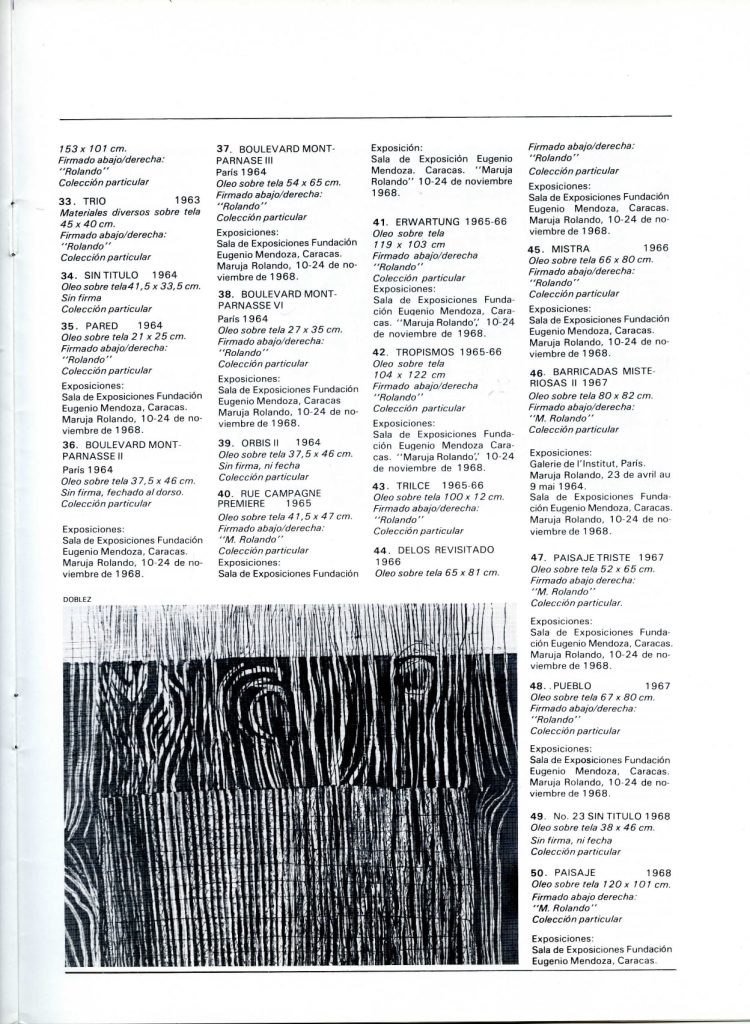 Exposición Homenaje a Maruja Rolando [catálogo], Museo de Arte La Rinconada, Caracas, 1984