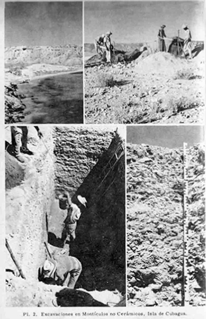 Excavaciones en montículos no cerámicos, según registro del libro de J.M. Cruxent e Irving Rouse, Arqueología cronológica de Venezuela. Tomado de: https://pueblosoriginarios.com/textos/cruxent/margarita.html