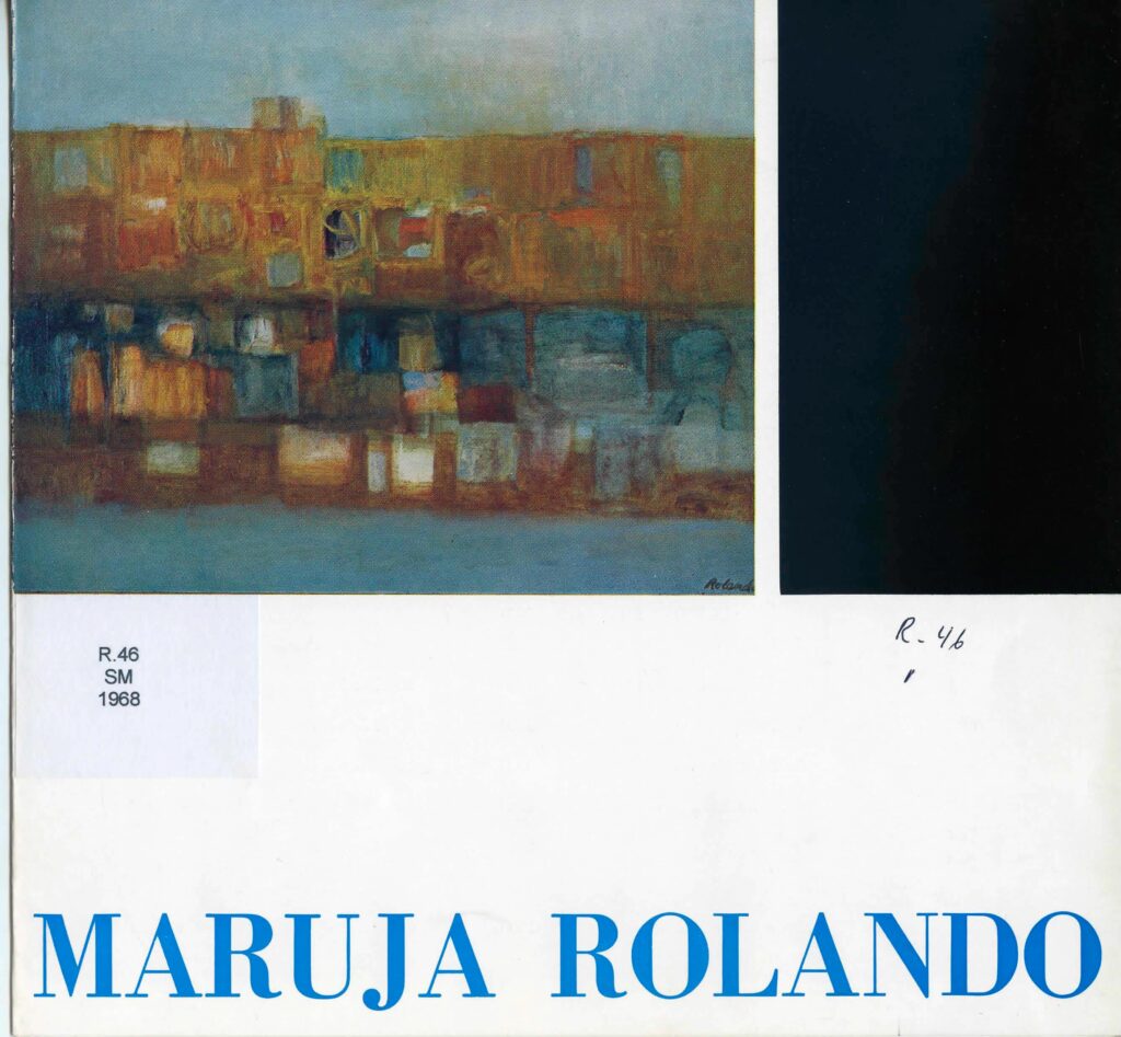 Maruja Rolando [catálogo de exposición]. Caracas, Sala de Exposiciones, Fundación Eugenio Mendoza, 1968, [portada].