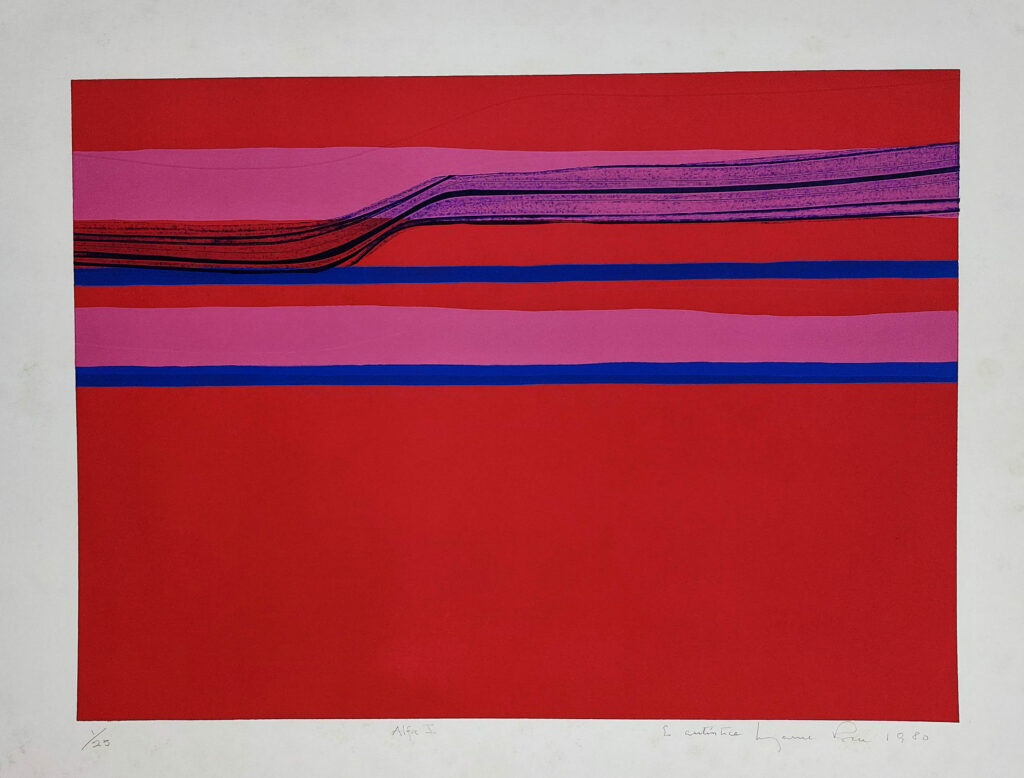 Maruja Rolando. Alfa I, 1970. Edición póstuma de 1980. Serigrafía y colografía sobre papel. 57,4 x 76,5 cm. Impresor: Zacarías García. Colección TAGA, Caracas.