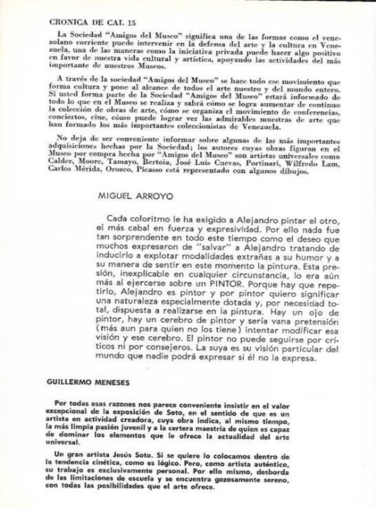 Pintura contemporánea venezolana [catálogo], Museo de Arte Moderno de Bogotá, Bogotá, 1963. Imágenes de catálogo extraídas de: MENDIETA, Alexandra, “Coleccionismo público de arte moderno en Colombia (1948- 1965): los casos del Museo Nacional y el Museo de Arte Moderno de Bogotá” (tesis doctoral, Universidad Autónoma de Madrid, 2018), p. 243. Tomado de: https://repositorio.uam.es/entities/publication/d7da2b33-f0a4-4789-9aae-f0a40a4edfd6