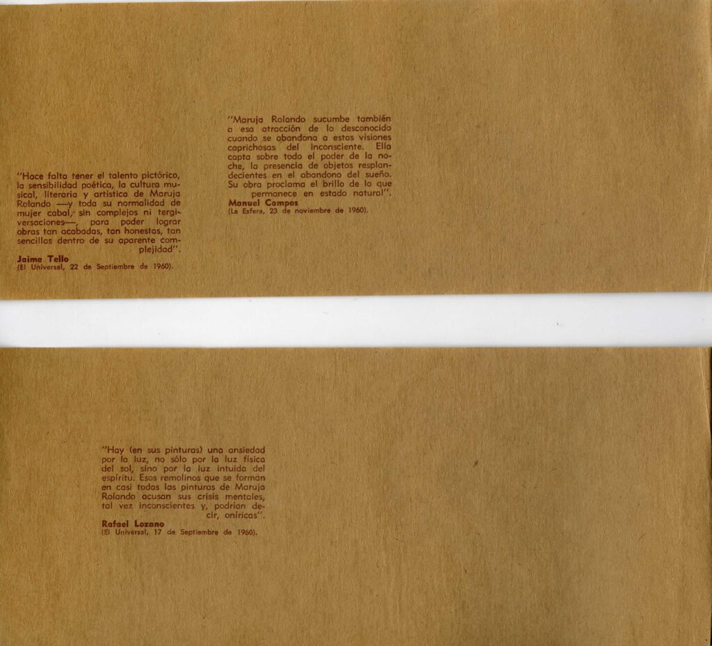 Maruja Rolando [catálogo], Museo de Bellas Artes de Caracas, Caracas, 1963.