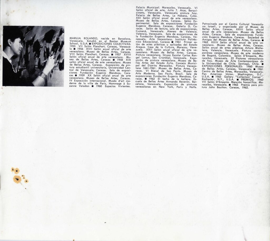 Maruja Rolando [catálogo], Museo de Bellas Artes de Caracas, Caracas, 1963.