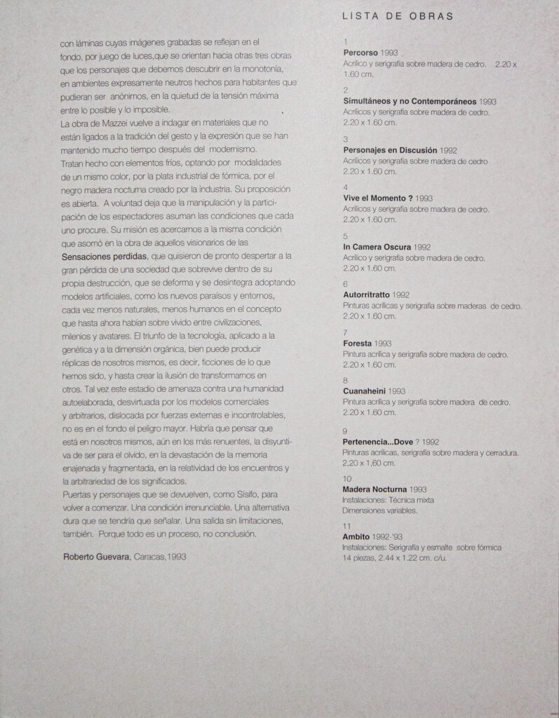 Natura [catálogo de exposición]. Caracas, Museo de Arte Contemporáneo Sofía Ímber, 1993