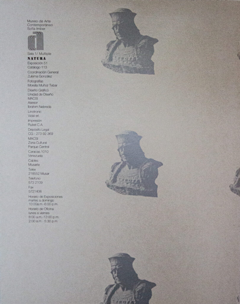 Natura [catálogo de exposición]. Caracas, Museo de Arte Contemporáneo Sofía Ímber, 1993