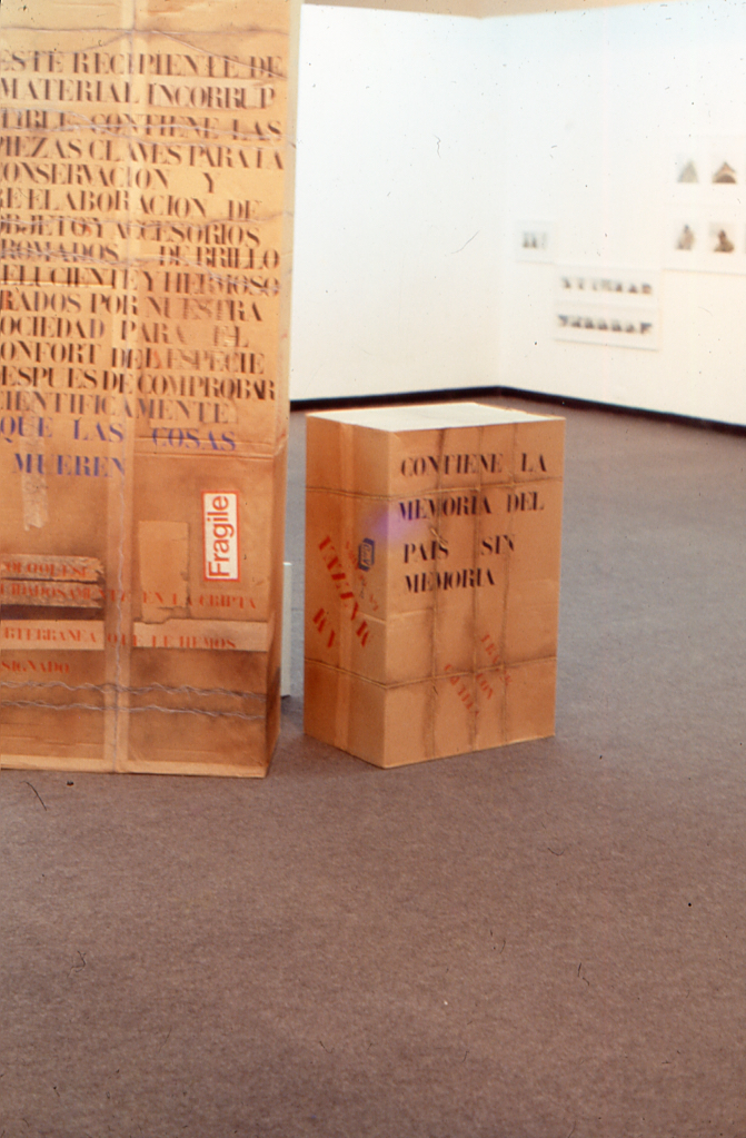 Ana María Mazzei, Cajas de pensamientos, 1979. Instalación presentada en la exposición colectiva Once tipos, en la Sala Mendoza, agosto de 1979
