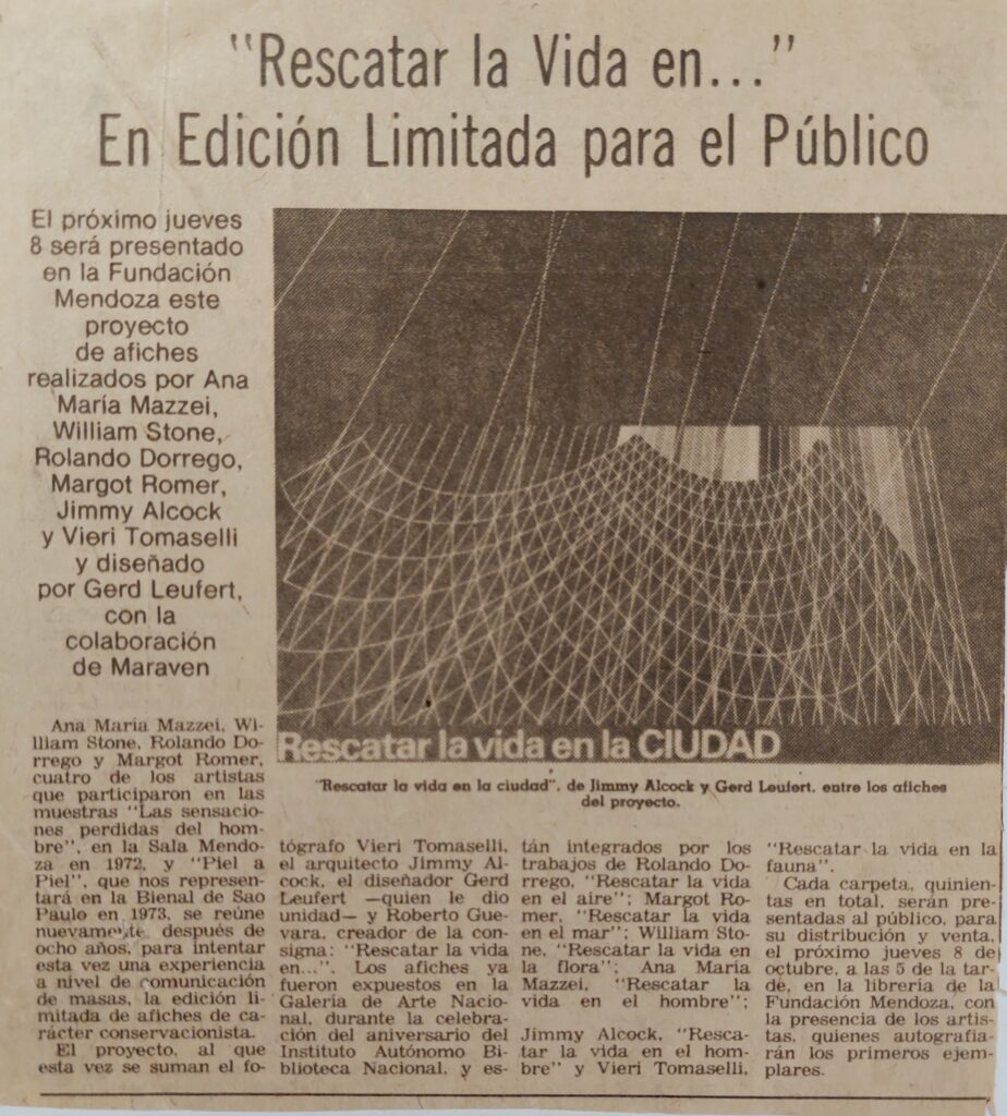“«Rescatar la vida en…» en edición limitada para el público”. En: El Universal. Caracas, 30 de septiembre de 1981.