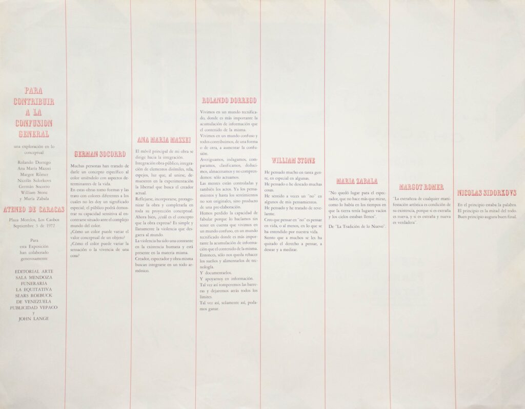Para contribuir a la confusión general [afiche-folleto]. Caracas, Ateneo de Caracas, 1972, reverso.
