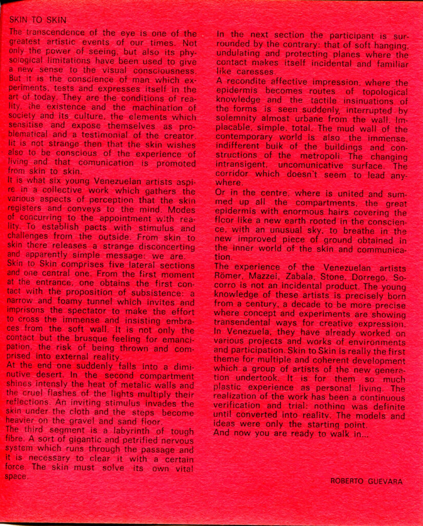 Piel a piel. 12ª Bienal de São Paulo [catálogo de exposición]. Caracas, Instituto Nacional de Cultural y Bellas Artes, 1973.