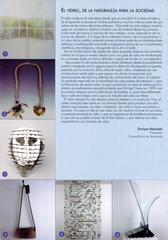Salón nacional del vidrio. III Edición [catálogo], Museo de Arte Contemporáneo de Caracas Sofía Ímber, Caracas, 2002.